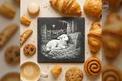 Lamb Beside Manger Laser Engraving PNG Product Image 3