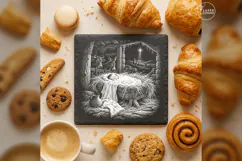 Child in Manger Holy Night Laser Engraving PNG Product Image 3