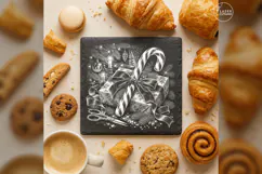 The Parcel-Tied Candy Cane Christmas Engraving PNG Product Image 4
