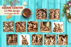 Easter bunny rabbit Square Coaster sublimation BUNDLE Product Image 2