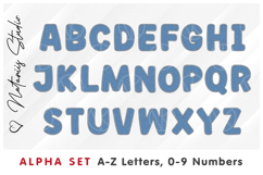 Blue Denim Alpha Set. Letters Numbers Clipart. Product Image 2