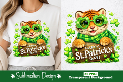 Cute Tiger Happy St. Patrick’s Day Sublimation Design Product Image 1