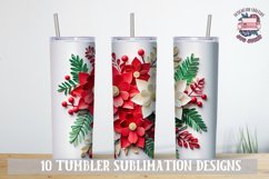 3D Sublimation Tumbler wrap Christmas flowers bundle paper Product Image 3