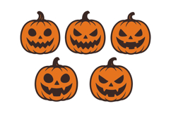 Halloween Pumpkin Set, Scary Jack O Lantern Faces Vector Product Image 2