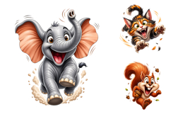 Cute Funny Cartoon Animals Clipart Bundle Product Image 2