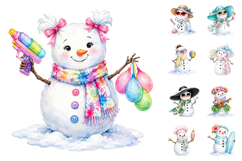 Summer Snowman Watercolor Clipart, Sublimation PNG Product Image 2
