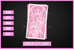 Flowers Stained Glass Style Card SVG | Paper Cut Floral Product Image 1