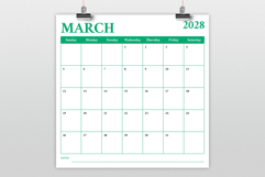 2028 Square Serif Bold COLOR 12x12 Calendar Template Product Image 3
