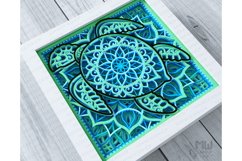 3D Turtle SVG, Layered Turtle Mandala, Shadowbox Turtle -A12 Product Image 3