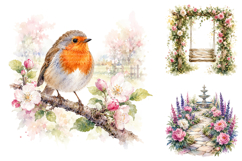 Watercolor Spring Garden Clipart Bundle, Floral PNG Product Image 2