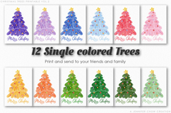Printable Christmas Card Hand Painted Watercolor Trees Vol.2 Product Image 4