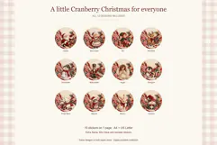 Printable Christmas Round Stickers - Cranberry Christmas Product Image 4