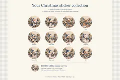 Blue Christmas Round Printable Stickers Product Image 2