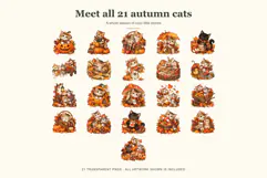 Whimsical Autumn Cat Clipart Illustrations Product Image 3