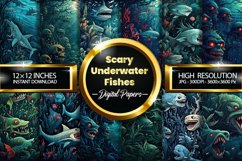 Scary Underwater Fishes Digital Papers, Scary Pattern Product Image 1