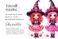 Watercolor Pink Halloween Clipart Set Bundle for sublimation Product Image 2