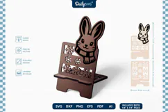 Cute Winter Animal Phone Holder SVG | Cozy Desk Stand Product Image 1