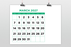 2027 Large Number Bold Color 8.5 x 11 Inch Calendar Template Product Image 3