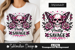 Pretty Savage Skull Butterfly Pink Gothic Attitude PNG Product Image 1
