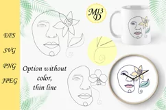 Abstract Female Face Flower Line Art, SVG, PNG, EPS Product Image 2
