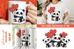 Cute Panda Valentine Sublimation PNG Product Image 1
