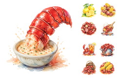Watercolor Crawfish Boil Clipart, Sublimation Graphics Product Image 2