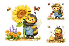 Spring Watercolor Bumblebee Clipart Product Image 2