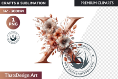 Floral Alphabet wedding Clipart Rose Gold flower letter Product Image 1