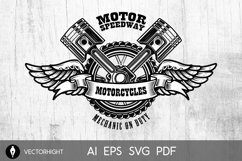 Set of motorcycle repair emblems. Bike motor, pistons. Product Image 4