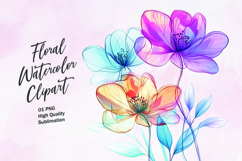 Watercolor floral clipart sublimation Product Image 1