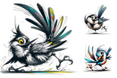 Whimsical Funny Bird Clipart PNG Product Image 2