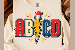 Retro ABCD Teacher Pencil Lightning PNG Product Image 1