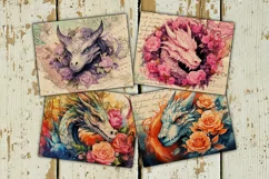Dragons & Colorful Roses Scrapbook Papers, Fantasy Ephemera Product Image 2