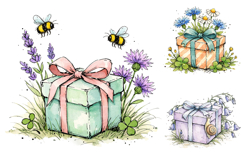 Whimsical Floral Gift Box Clipart Bundle Product Image 2