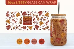 Autumn Fall Leaves SVG PNG 16 oz Libbey Glass Can Wrap Product Image 2