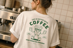 Retro Coffee Cup T-Shirt Template, Editable Product Image 2