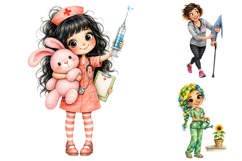Watercolor Nurse Life Clipart, Funny Medical PNG Bundle Product Image 2