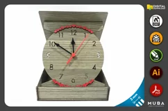 Wooden Desk Clock With Mechanism Box, Laser Cut File Product Image 2