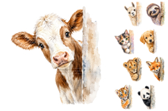 Watercolor Peeking Animals Clipart Bundle Product Image 2