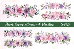 Floral border watercolor clipart Product Image 1