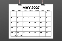 2027 8.5 x 11 Inch Large Number Calendar Template Product Image 3