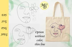 Abstract Female Face Flower Line Art, SVG, PNG, EPS Product Image 2