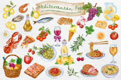Mediterranean Food Watercolor Clipart Product Image 2