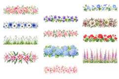 Watercolor Floral Border Clipart, Botanical Flower Headers Product Image 2