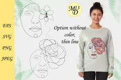 Abstract Female Face Flower Line Art, SVG, PNG, EPS Product Image 3