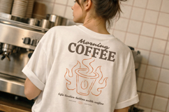 Morning Coffee Retro Graphic T-Shirt Product Image 2