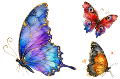 Alcohol Ink Butterfly Clipart Bundle, Ethereal Gold PNG Product Image 2