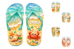 Hello Summer Flip Flop Sublimation PNG Product Image 1
