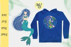 A mermaid with a shock of turquoise hair. Hand drawn Product Image 2