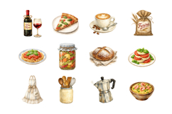 Italian Kitchen Watercolor Clipart Bundl Product Image 2